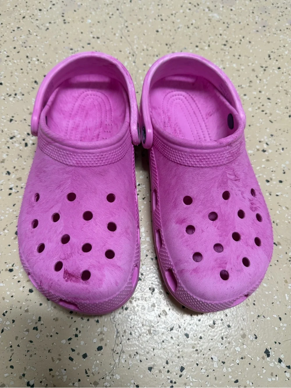 Kids Youth 6 Pink Watercolor Marble Slip-On Clog Shoes
